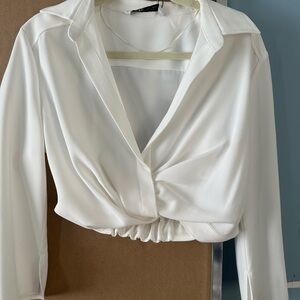 Zara White Crop Blouse